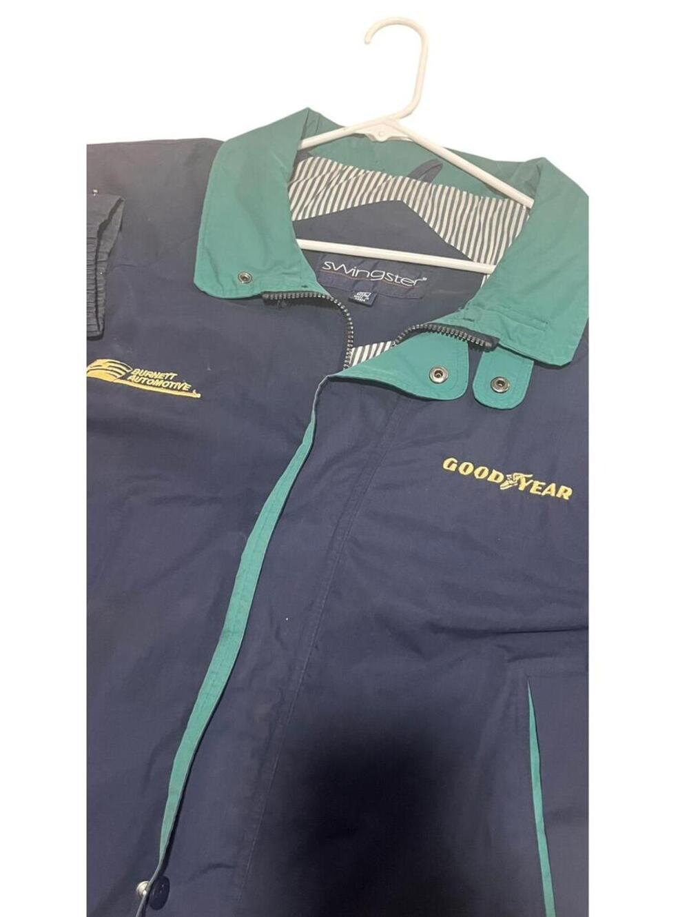Vintage 90s Goodyear Burnett Automotive Swingster Jacket XL Navy Blue